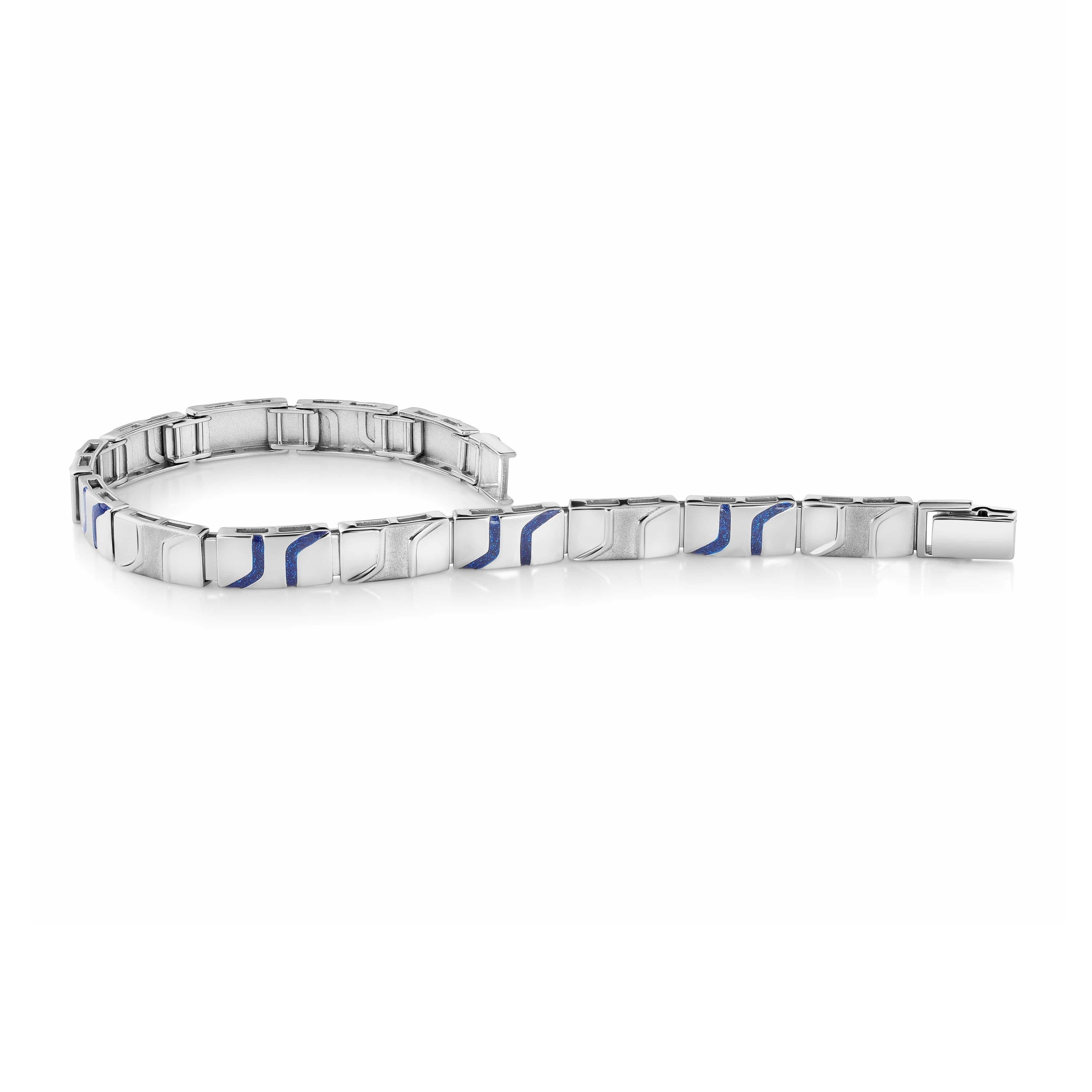 Men of Platinum | Platinum Bracelet with Blue Enamel for Men JL PTB 1198