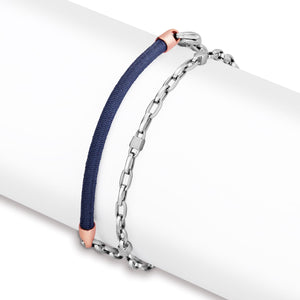 Men of Platinum | Platinum Fabric Link Bracelet with Rose Gold JL PTB 716