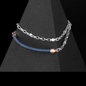 Men of Platinum | Platinum Fabric Link Bracelet with Rose Gold JL PTB 716