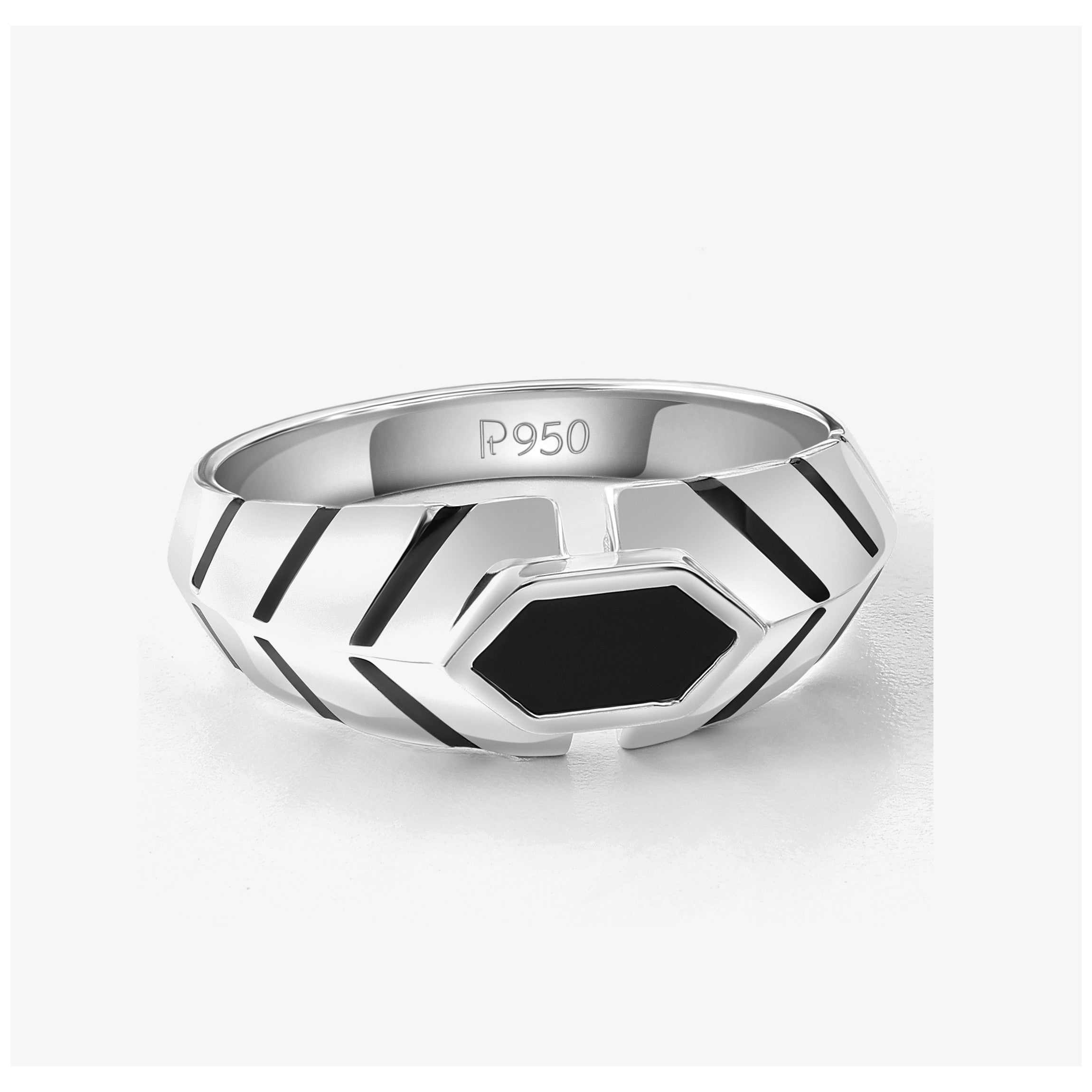 Platinum Ring with Black Enamel for Men JL PT 1310   Jewelove.US