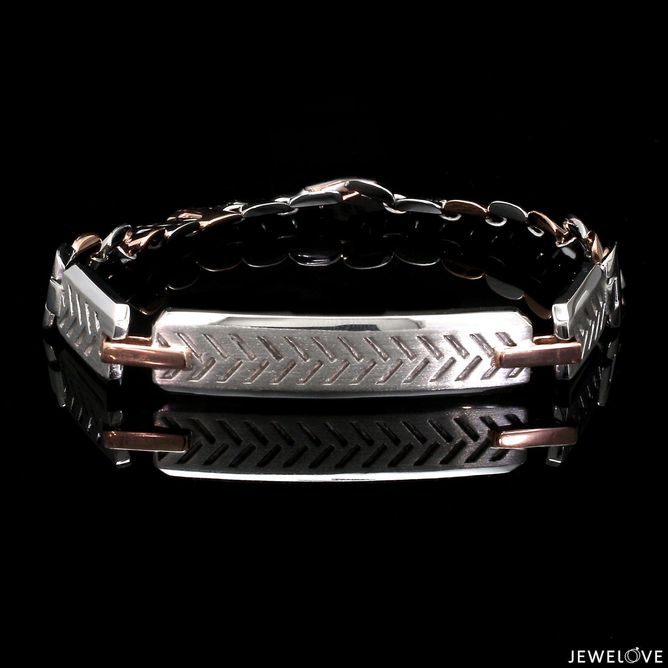 Men of Platinum| Platinum & Rose Gold Solid Bracelet for Men JL PTB 816-A