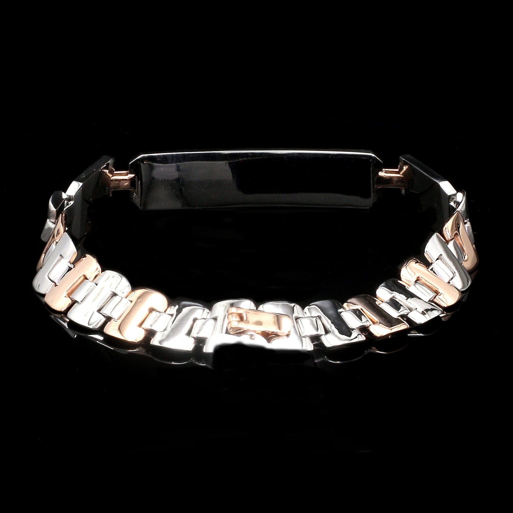 Men of Platinum| Platinum & Rose Gold Solid Bracelet for Men JL PTB 816-A