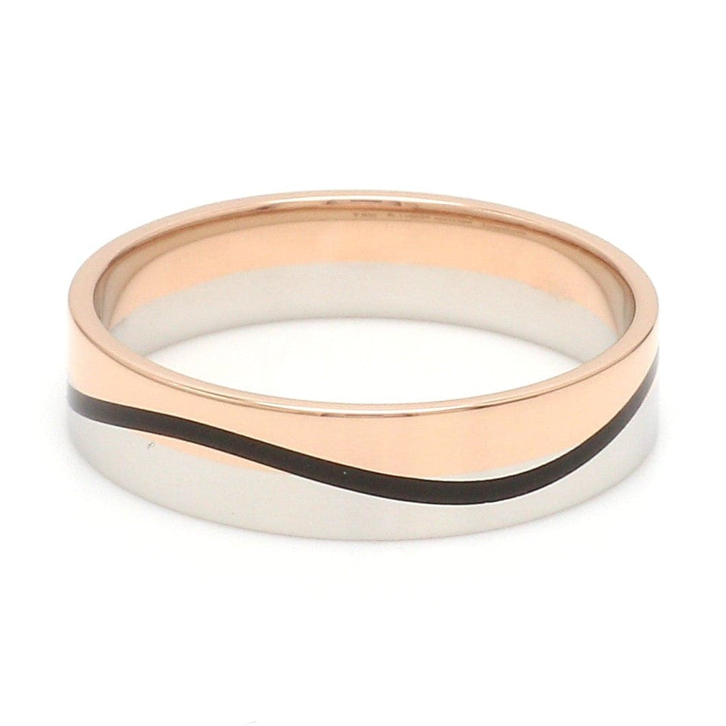 Men of Platinum | Rose Gold with Black Enamel Fusion Ring for Men JL PT 1082