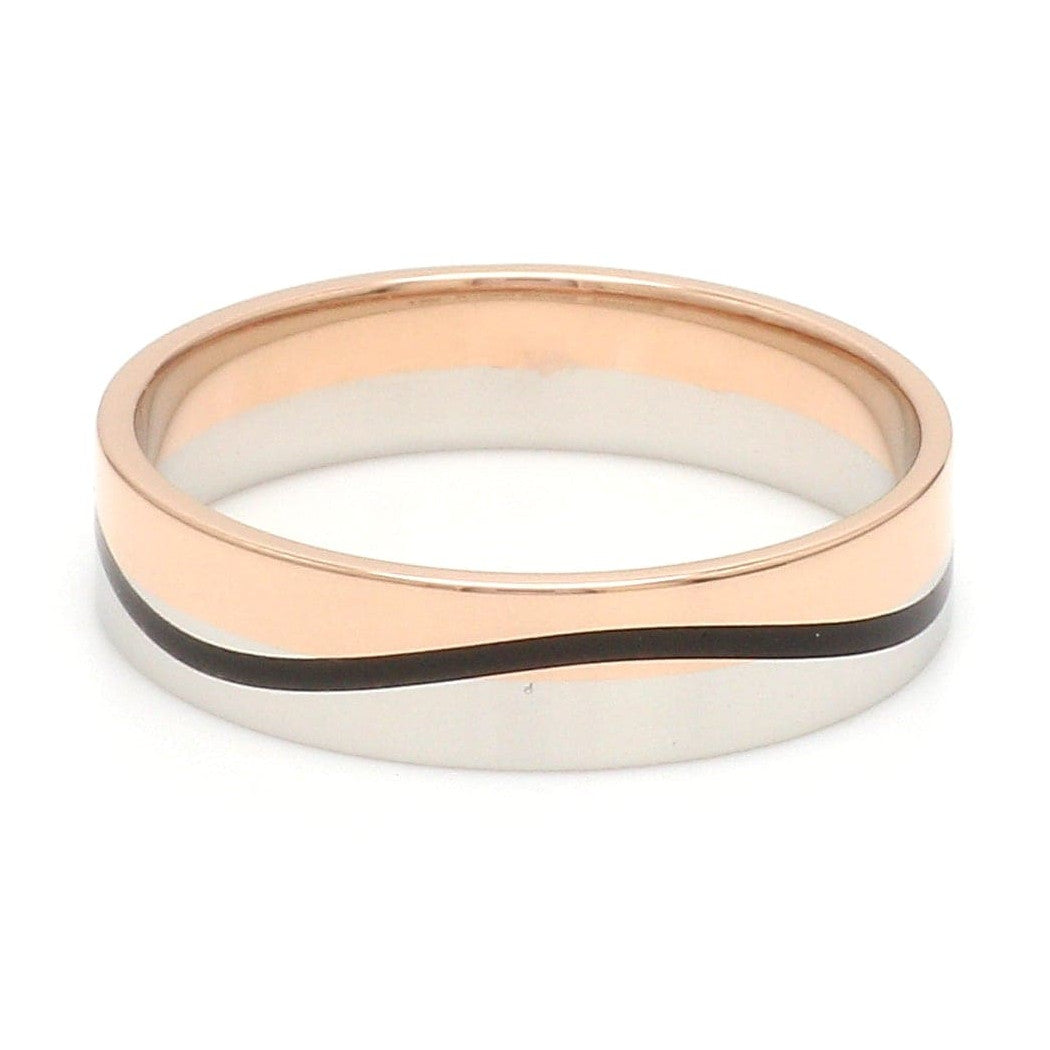 Men of Platinum | Rose Gold with Black Enamel Fusion Ring for Men JL PT 1082