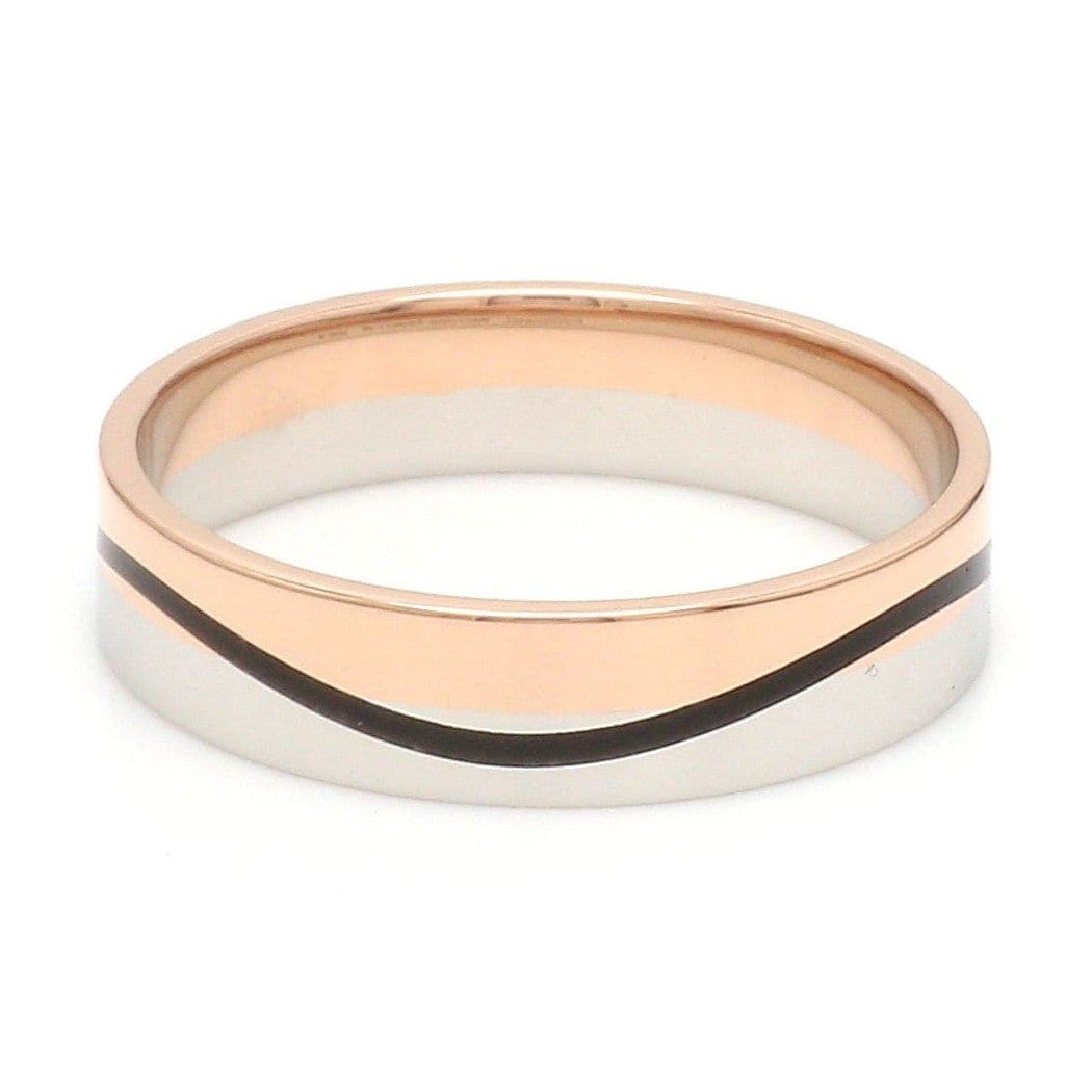 Men of Platinum | Rose Gold with Black Enamel Fusion Ring for Men JL PT 1082