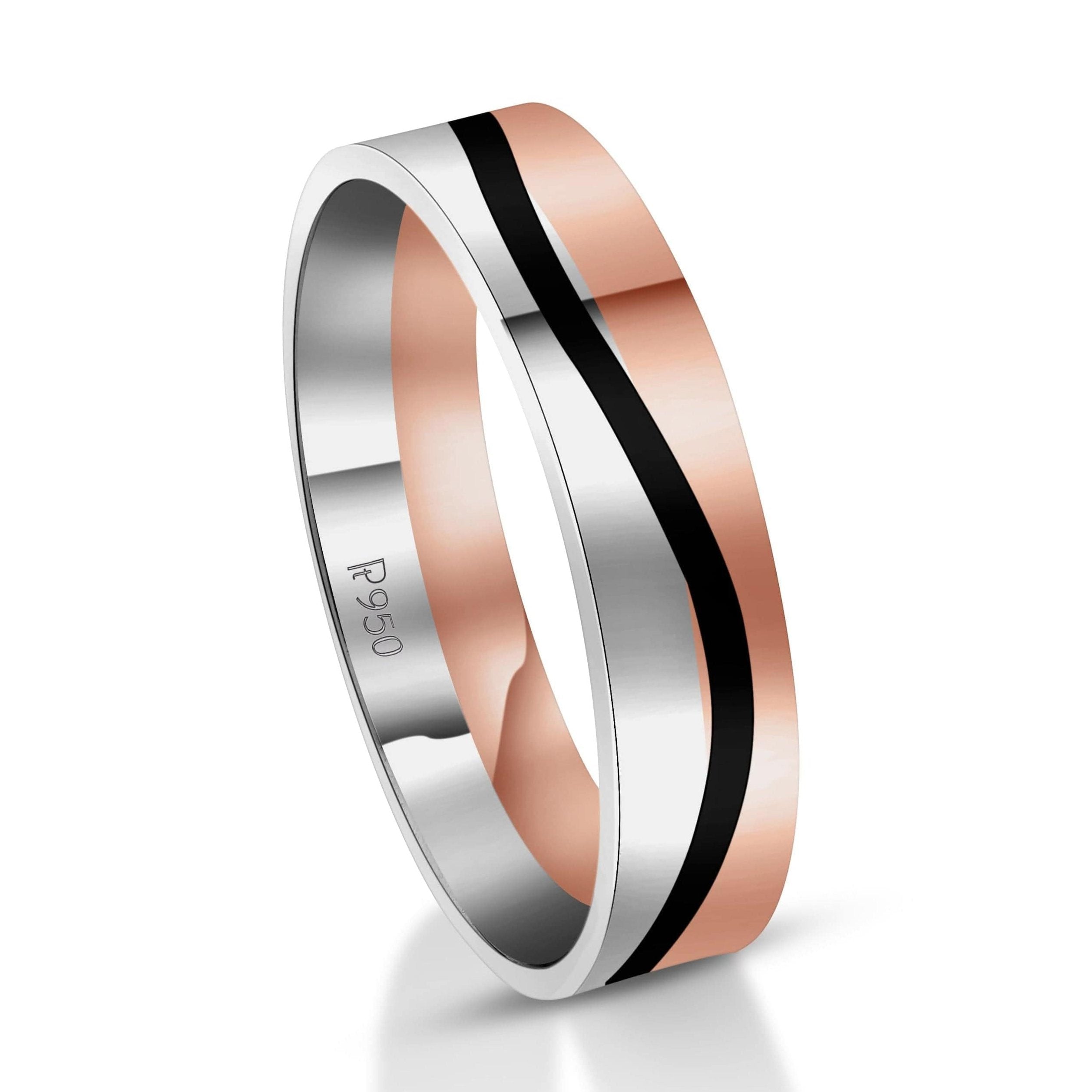 Men of Platinum | Rose Gold with Black Enamel Fusion Ring for Men JL PT 1082