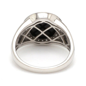 Men of Platinum | Round Black Enamel with Diamond Ring for Men JL PT 1361