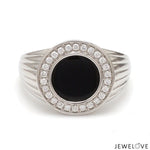 Load image into Gallery viewer, Men of Platinum | Round Black Enamel with Diamond Ring for Men JL PT 1361
