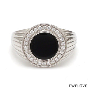 Men of Platinum | Round Black Enamel with Diamond Ring for Men JL PT 1361