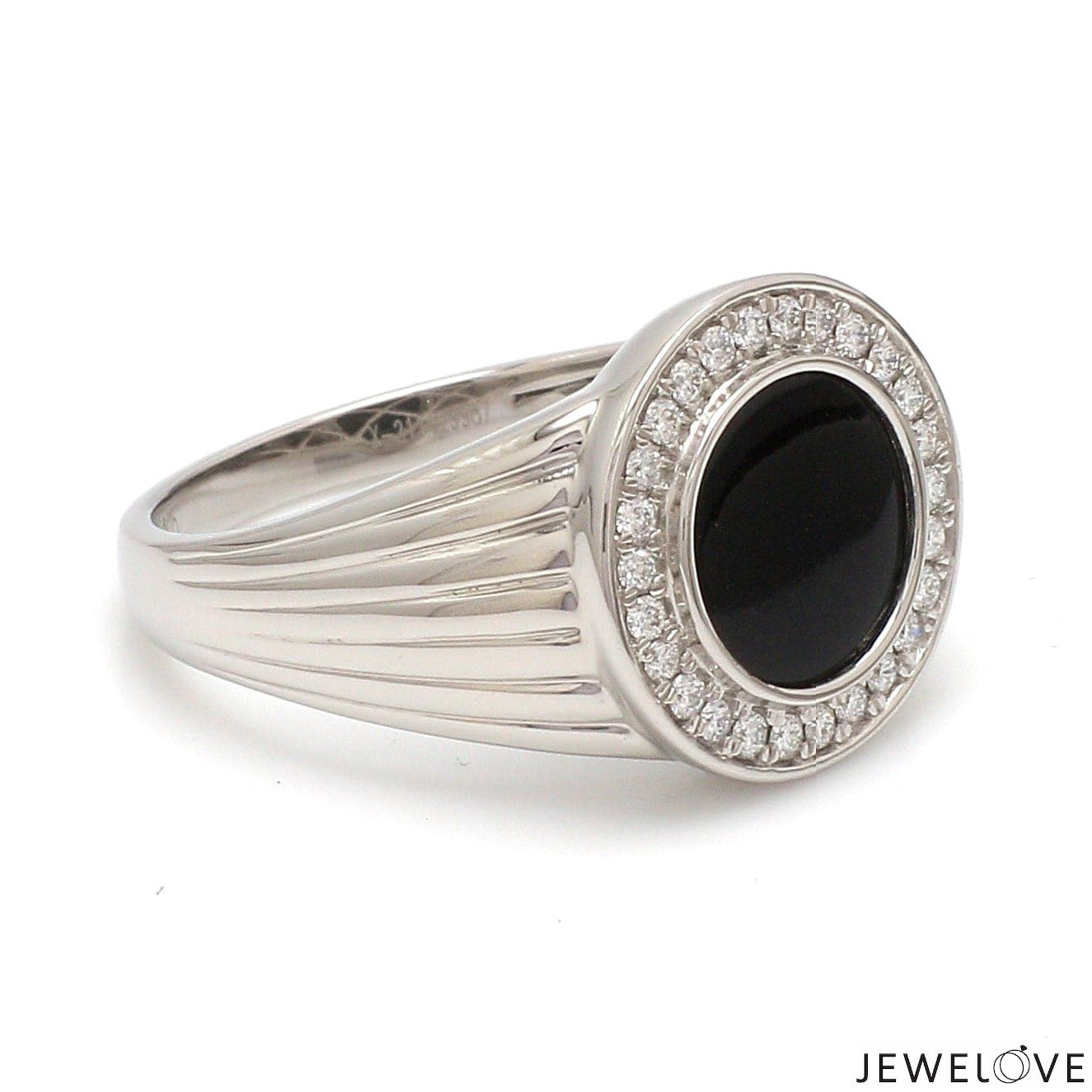 Men of Platinum | Round Black Enamel with Diamond Ring for Men JL PT 1361