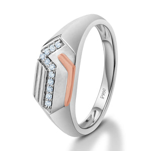 Men of Platinum | Square Profile Rose Gold Platinum Diamonds Ring JL PT 1083