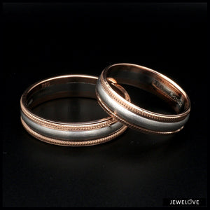 Milgrain Edge Platinum & Rose Gold Couple Rings JL PT 636-A