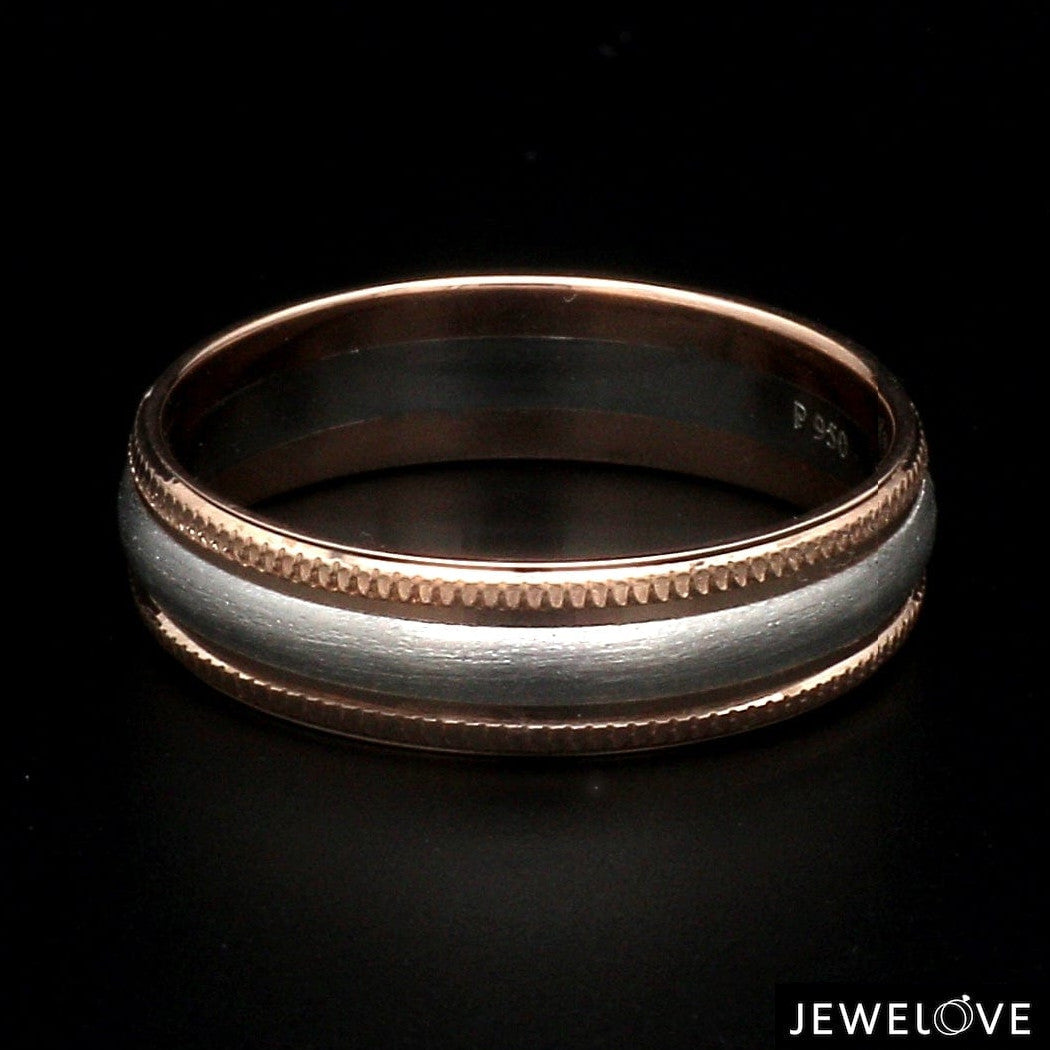 Milgrain Edge Platinum & Rose Gold Couple Rings JL PT 636-A