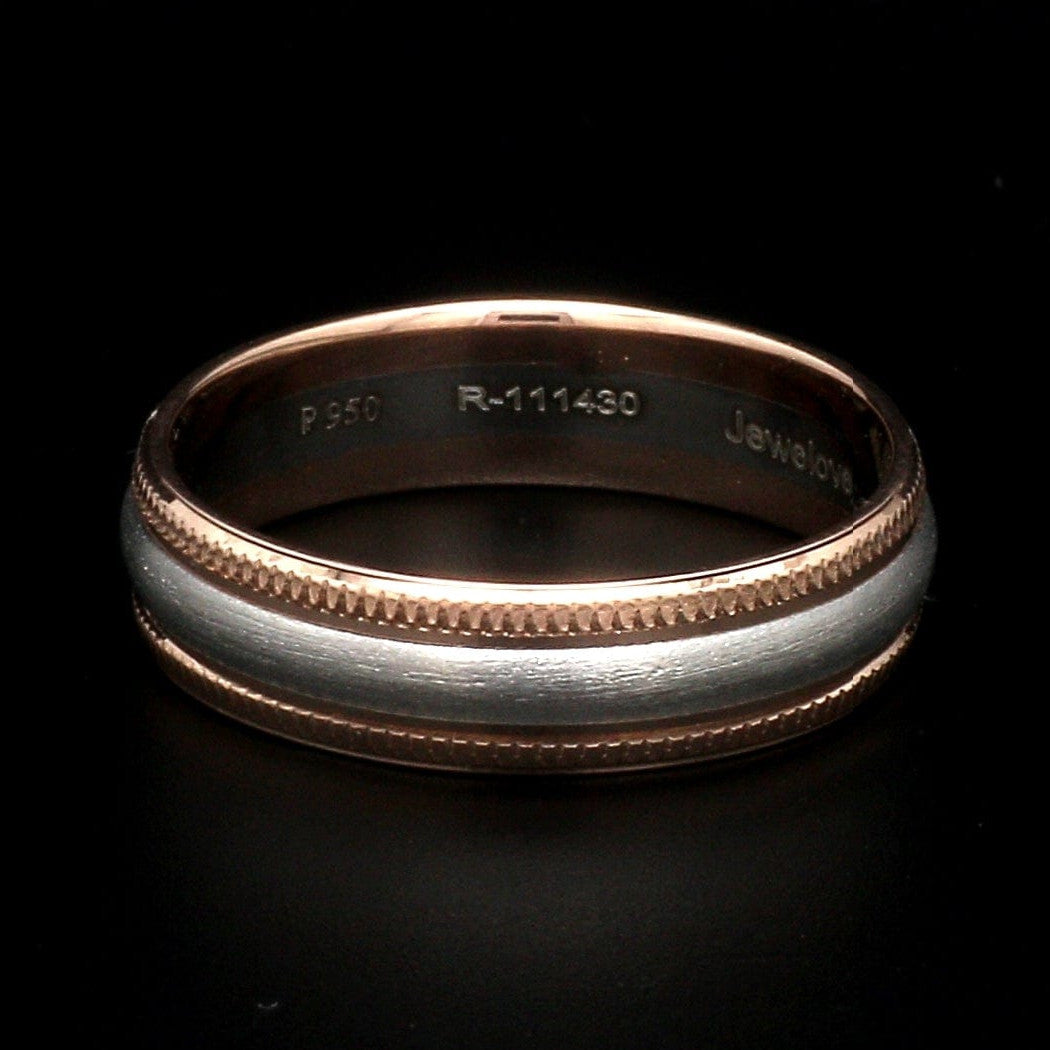 Milgrain Edge Platinum & Rose Gold Couple Rings JL PT 636-A