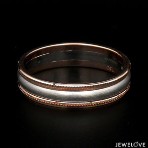 Milgrain Edge Platinum & Rose Gold Couple Rings JL PT 636-A