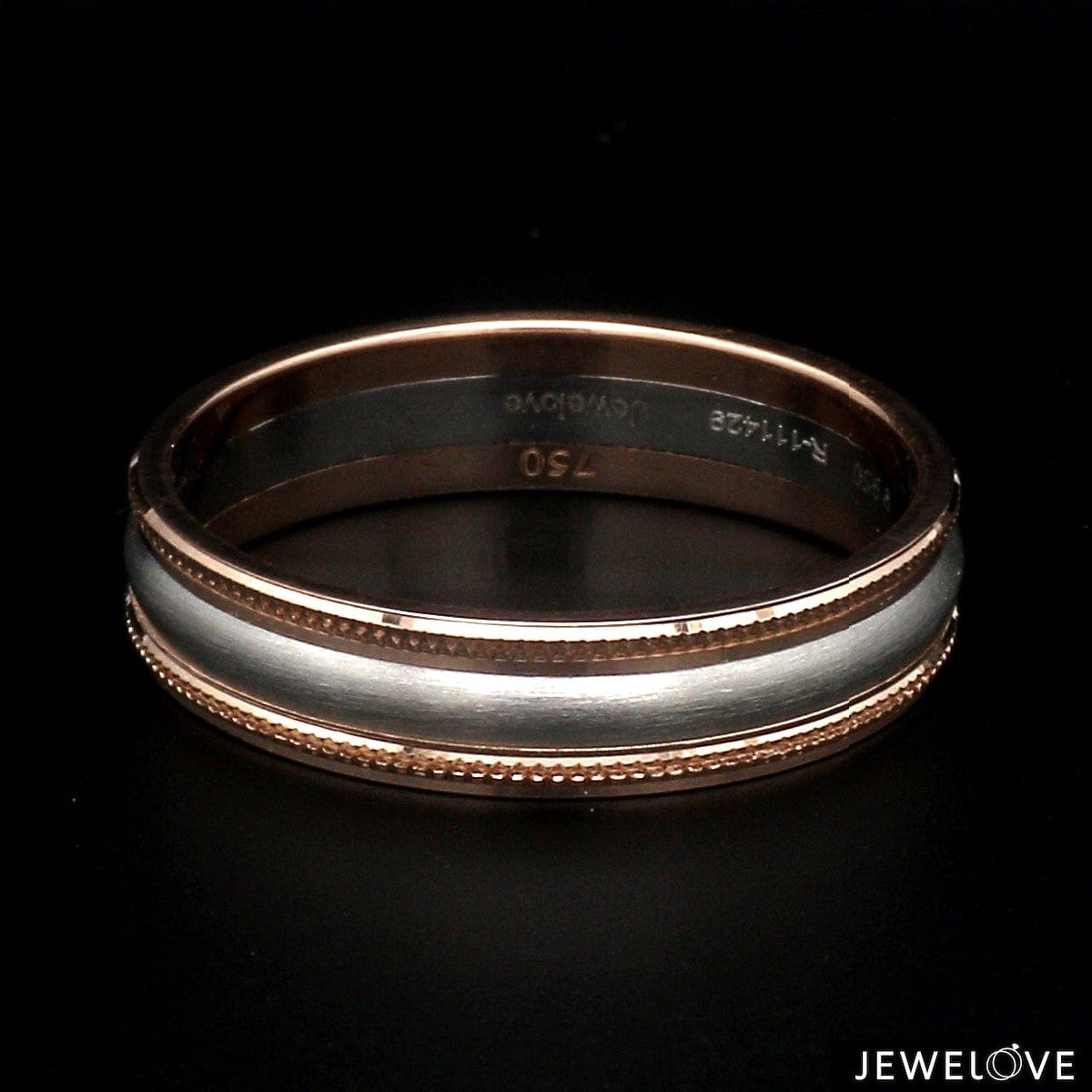 Milgrain Edge Platinum & Rose Gold Couple Rings JL PT 636-A