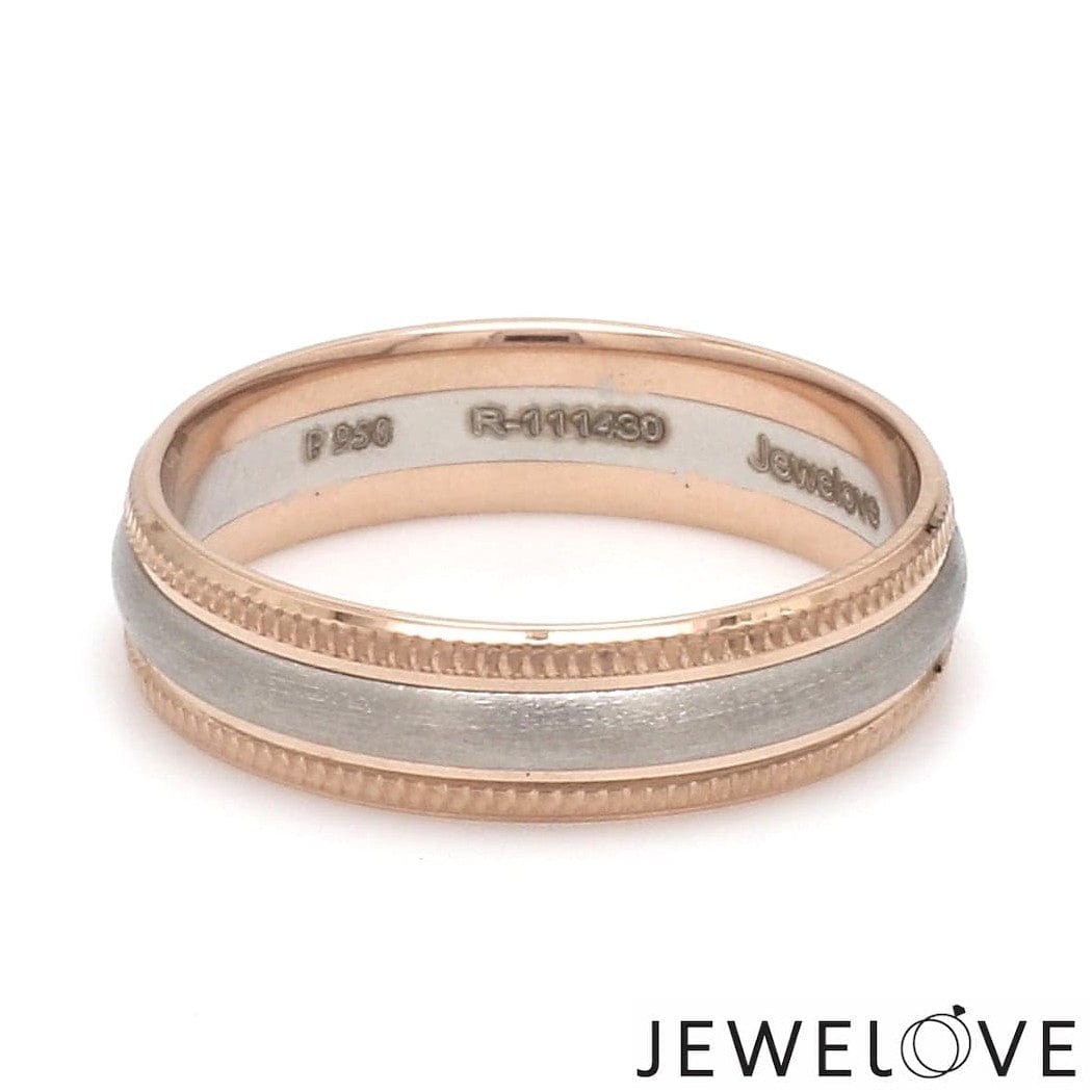 Milgrain Edge Platinum & Rose Gold Couple Rings JL PT 636-A