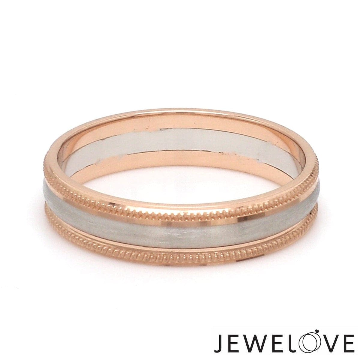 Milgrain Edge Platinum & Rose Gold Couple Rings JL PT 636-A