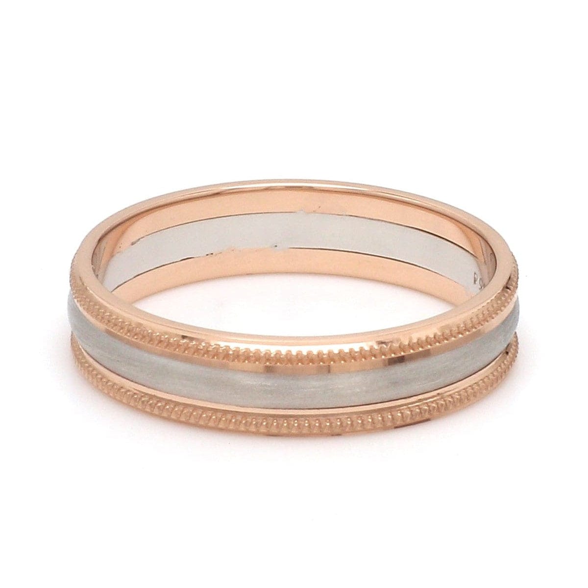 Milgrain Edge Platinum & Rose Gold Couple Rings JL PT 636-A