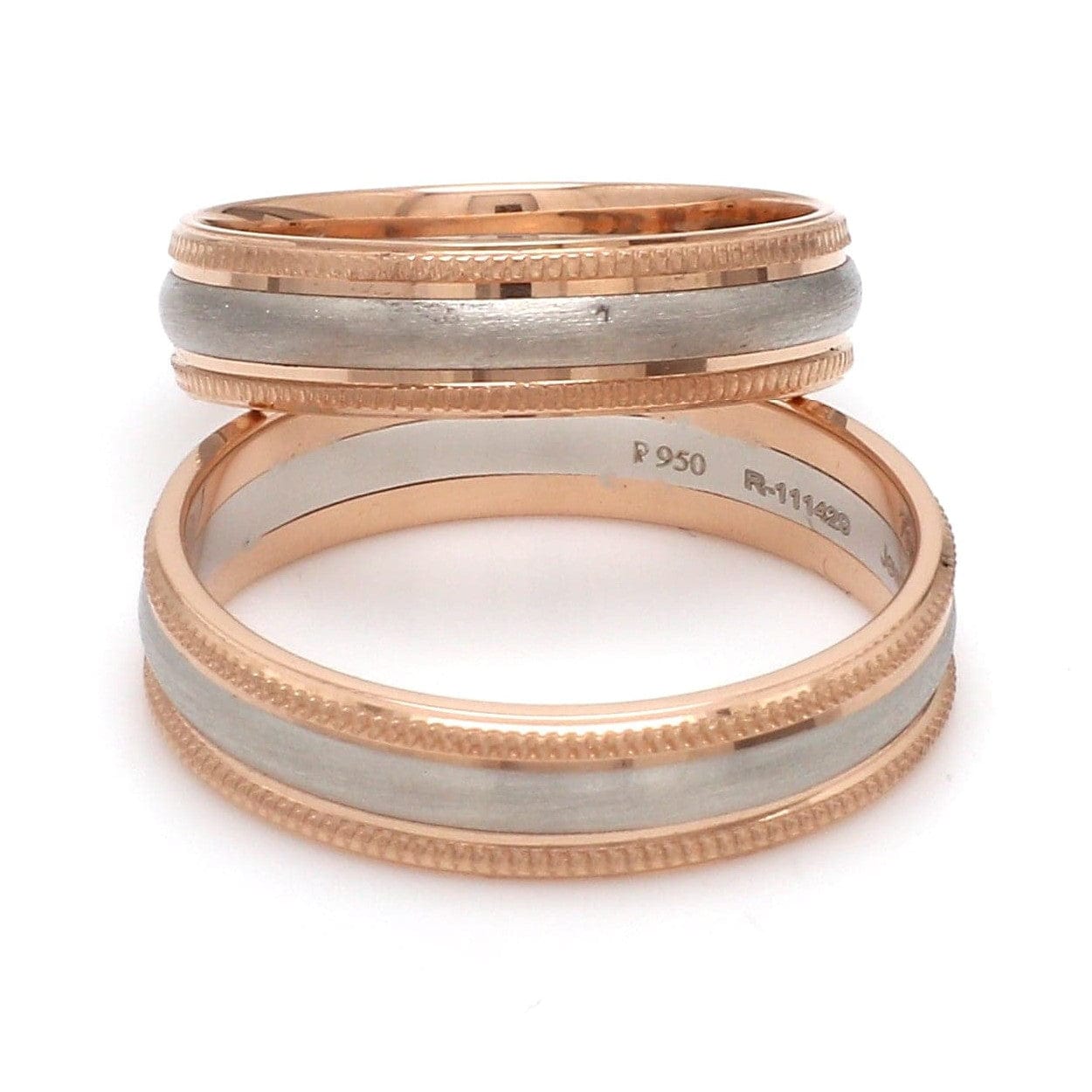 Milgrain Edge Platinum & Rose Gold Couple Rings JL PT 636-A