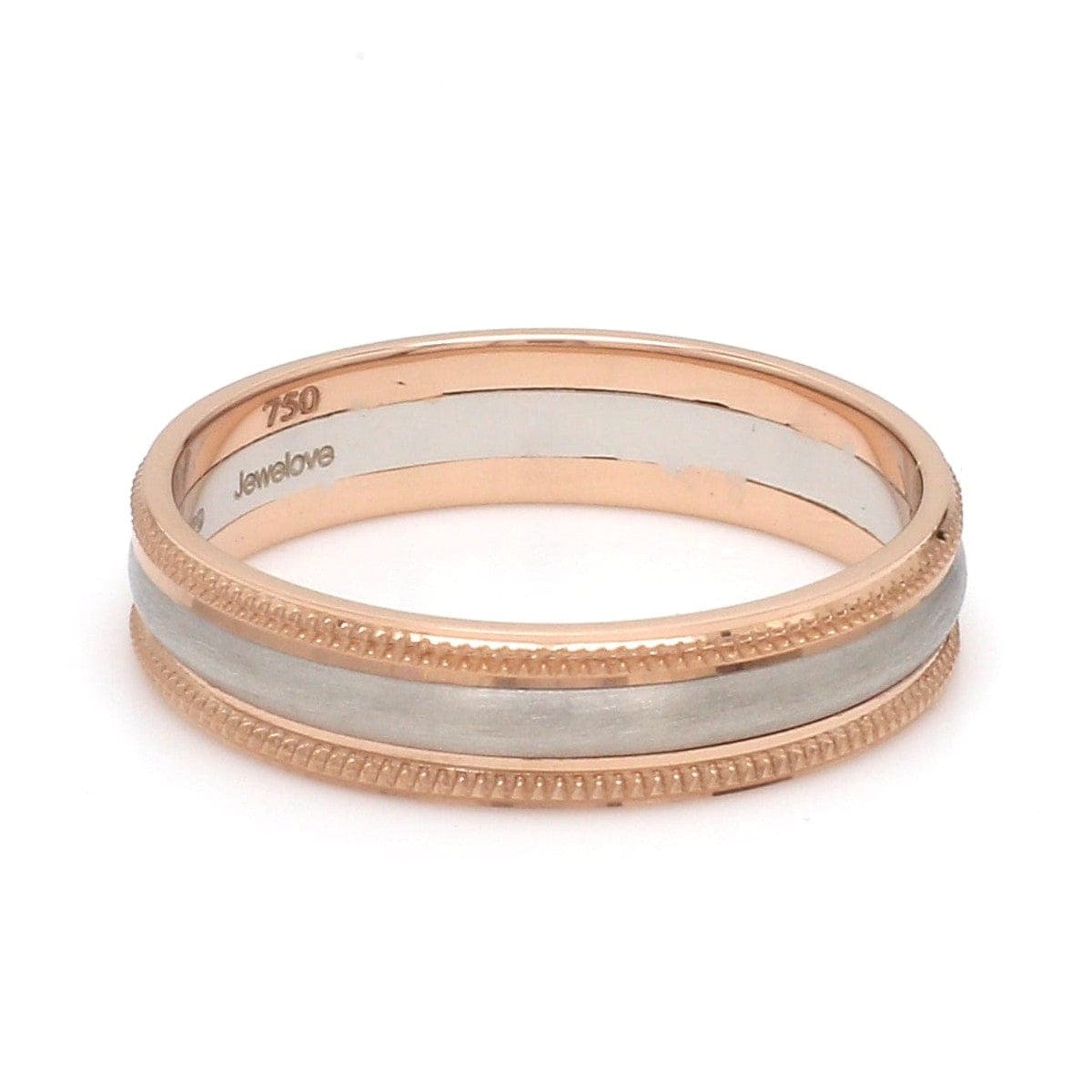 Milgrain Edge Platinum & Rose Gold Couple Rings JL PT 636-A