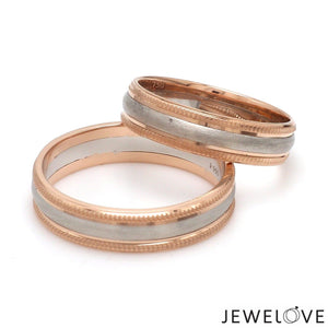 Milgrain Edge Platinum & Rose Gold Couple Rings JL PT 636-A