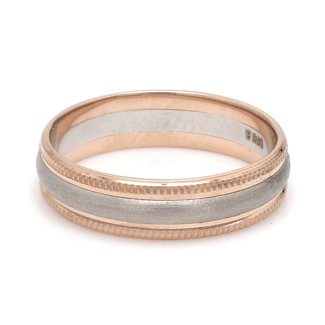 Milgrain Edge Platinum & Rose Gold Couple Rings JL PT 636-A