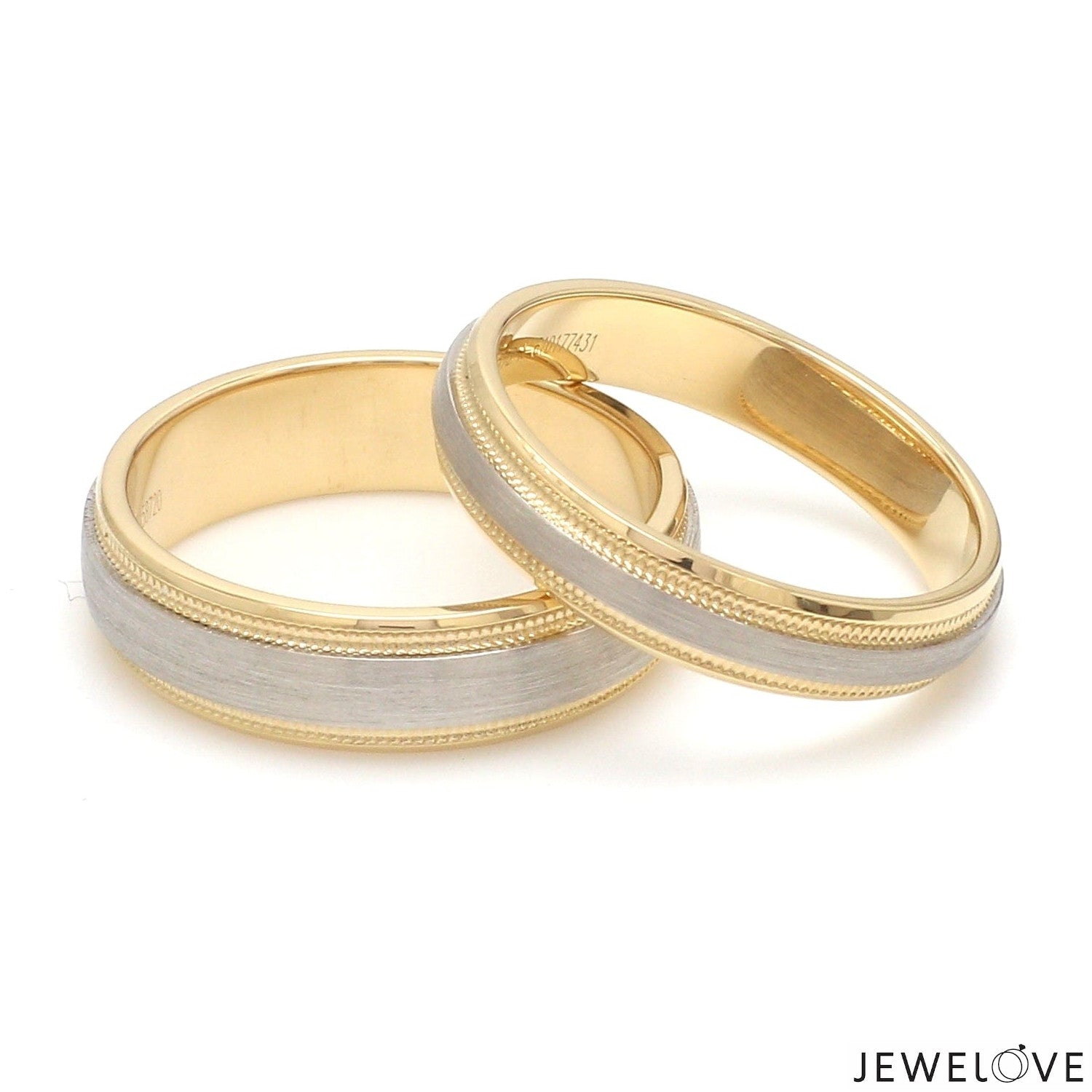 Milgrain Edge Platinum & Yellow Gold Couple Rings JL PT 636