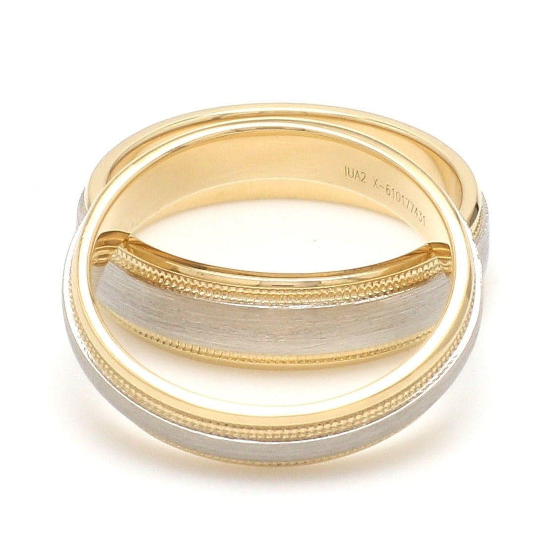 Milgrain Edge Platinum & Yellow Gold Couple Rings JL PT 636