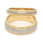 Load image into Gallery viewer, Milgrain Edge Platinum &amp; Yellow Gold Couple Rings JL PT 636
