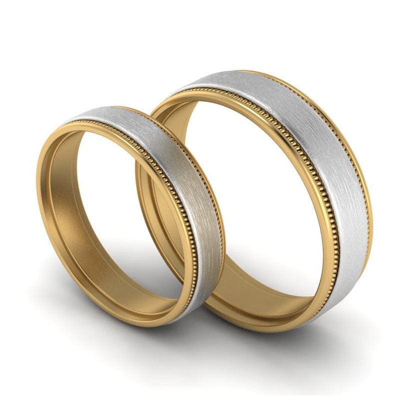 Milgrain Edge Platinum & Yellow Gold Couple Rings JL PT 636