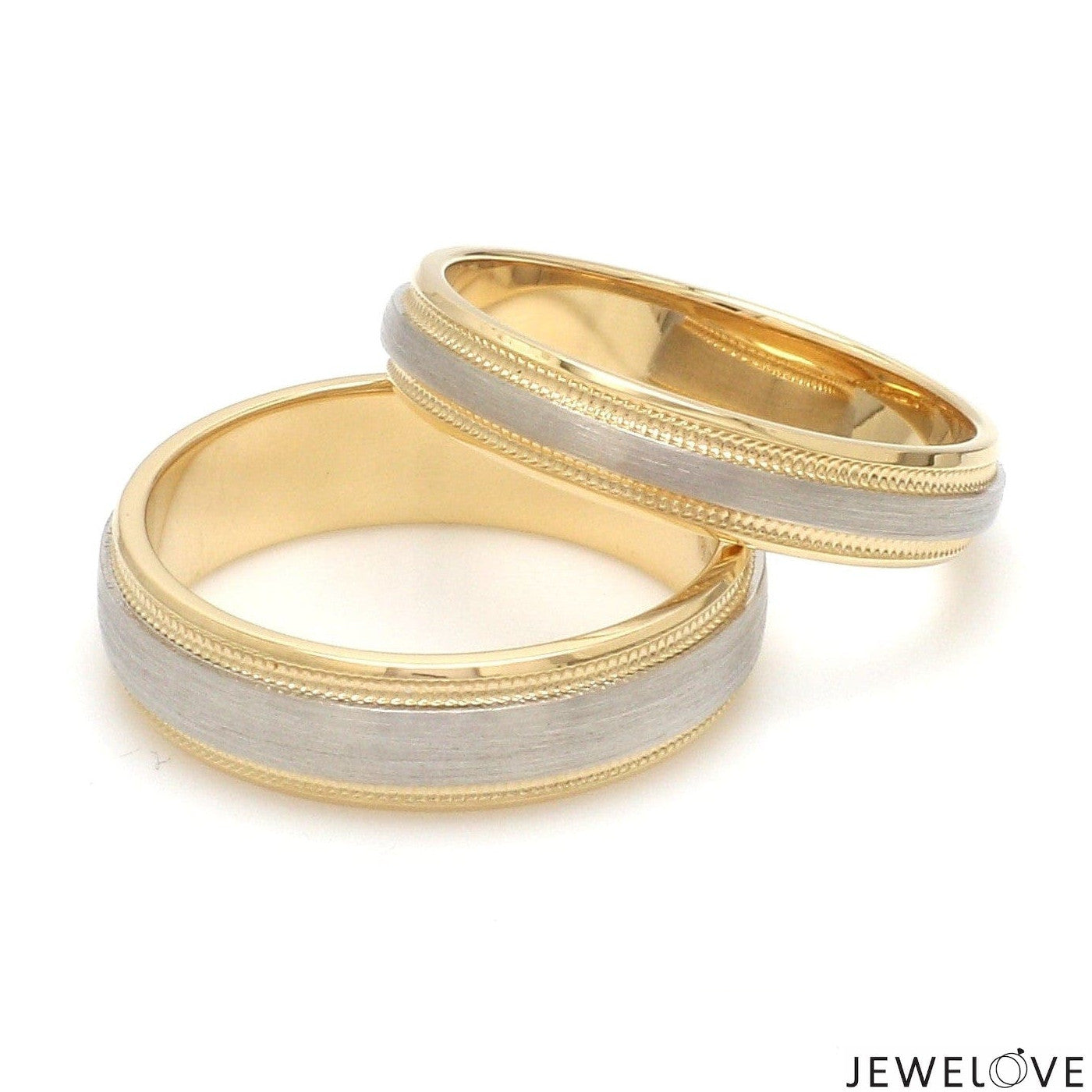 Milgrain Edge Platinum & Yellow Gold Couple Rings JL PT 636