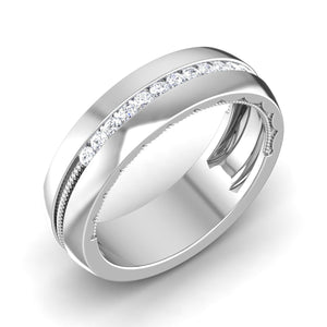 Milgrain Platinum Wedding Ring with Diamonds JL PT 6763