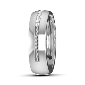 Milgrain Platinum Wedding Ring with Diamonds JL PT 6763