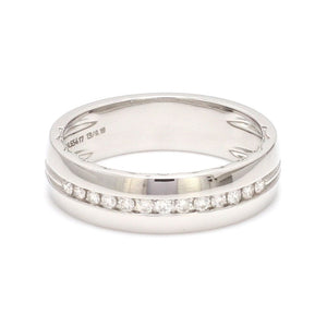 Milgrain Platinum Wedding Ring with Diamonds JL PT 6763