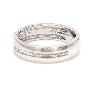 Milgrain Platinum Wedding Ring with Diamonds JL PT 6763