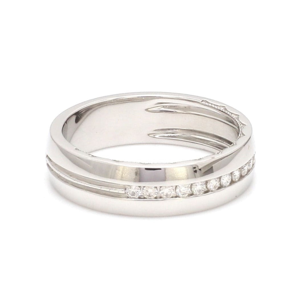 Milgrain Platinum Wedding Ring with Diamonds JL PT 6763