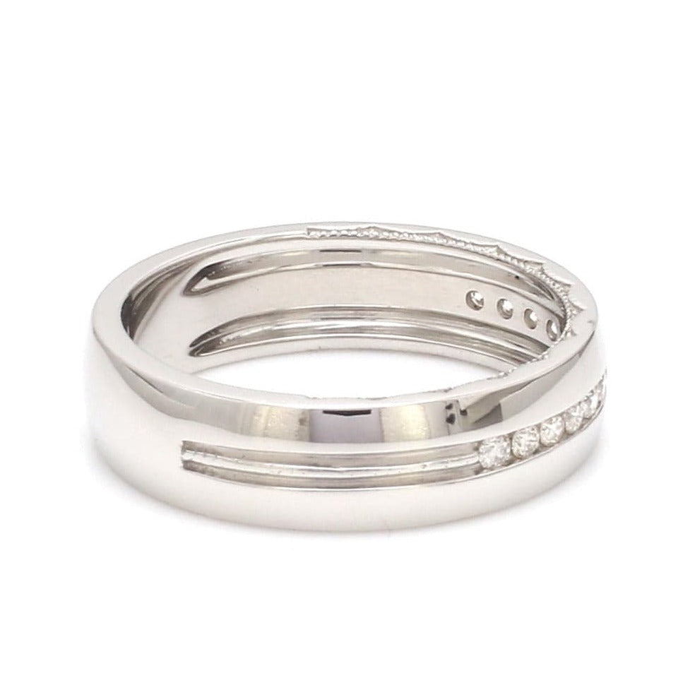 Milgrain Platinum Wedding Ring with Diamonds JL PT 6763