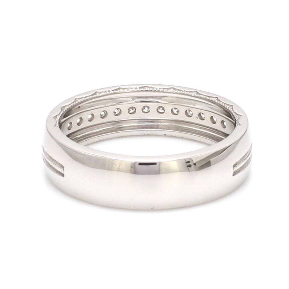 Milgrain Platinum Wedding Ring with Diamonds JL PT 6763