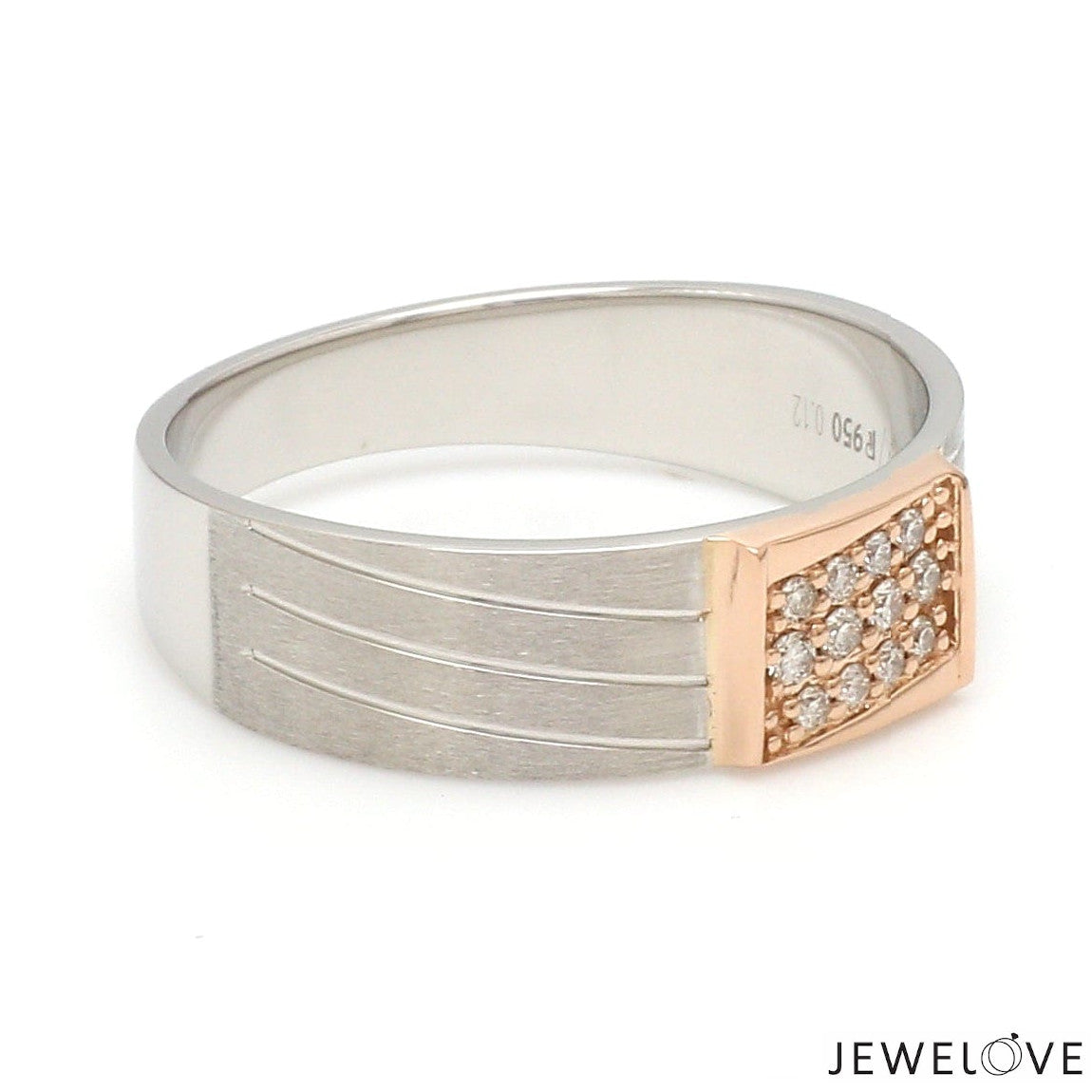 Parallel Paths Platinum Couple Rings with Rose Gold & Diamonds JL PT 966