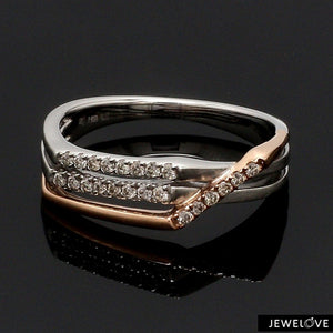 Parallel Paths Platinum Couple Rings with Rose Gold & Diamonds JL PT 966