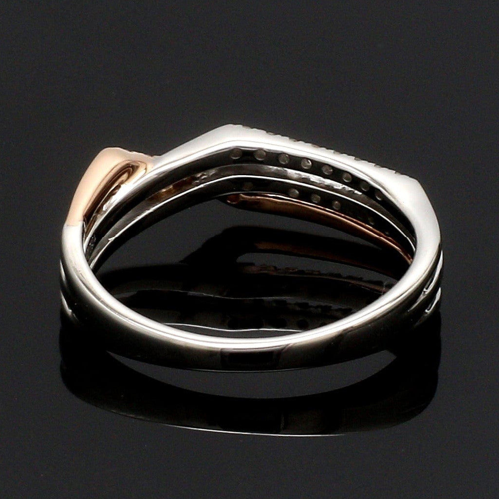 Parallel Paths Platinum Couple Rings with Rose Gold & Diamonds JL PT 966