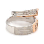 Load image into Gallery viewer, Parallel Paths Platinum Couple Rings with Rose Gold &amp; Diamonds JL PT 966
