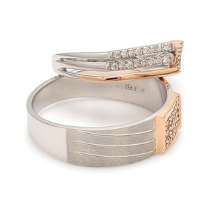 Parallel Paths Platinum Couple Rings with Rose Gold & Diamonds JL PT 966