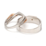 Load image into Gallery viewer, Parallel Paths Platinum Couple Rings with Rose Gold &amp; Diamonds JL PT 966
