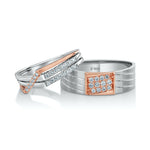 Load image into Gallery viewer, Parallel Paths Platinum Couple Rings with Rose Gold &amp; Diamonds JL PT 966
