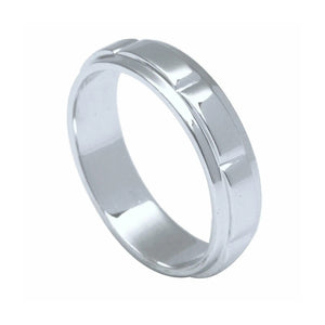 Plain Platinum Ring for Men with Raised Sections JL PT 494