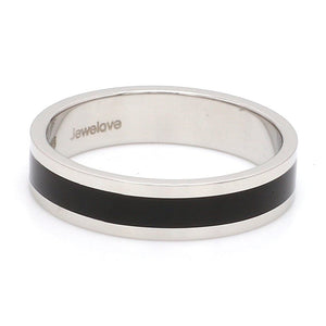 Plain Platinum Ring with Black Enamel for Men JL PT 1118