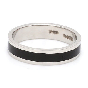 Plain Platinum Ring with Black Enamel for Men JL PT 1118