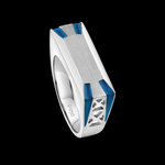 Load image into Gallery viewer, Plain Platinum Ring with Blue Enamel for Men JL PT 1317   Jewelove.US
